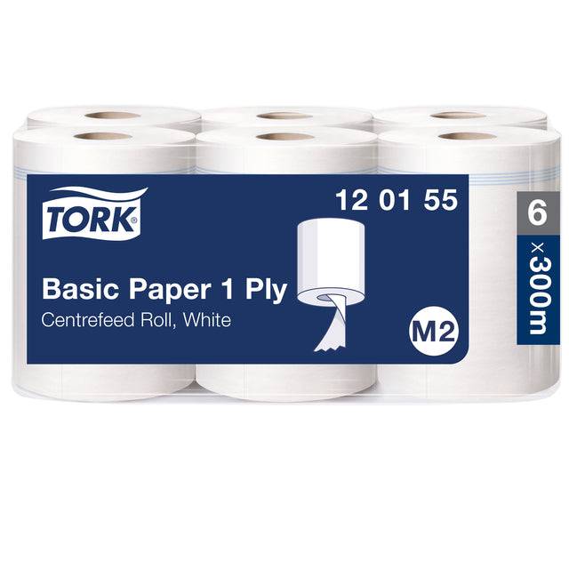 Poetspapier tork m2 basic center 1lgs wit 120155 | Pak a 6 rol-0