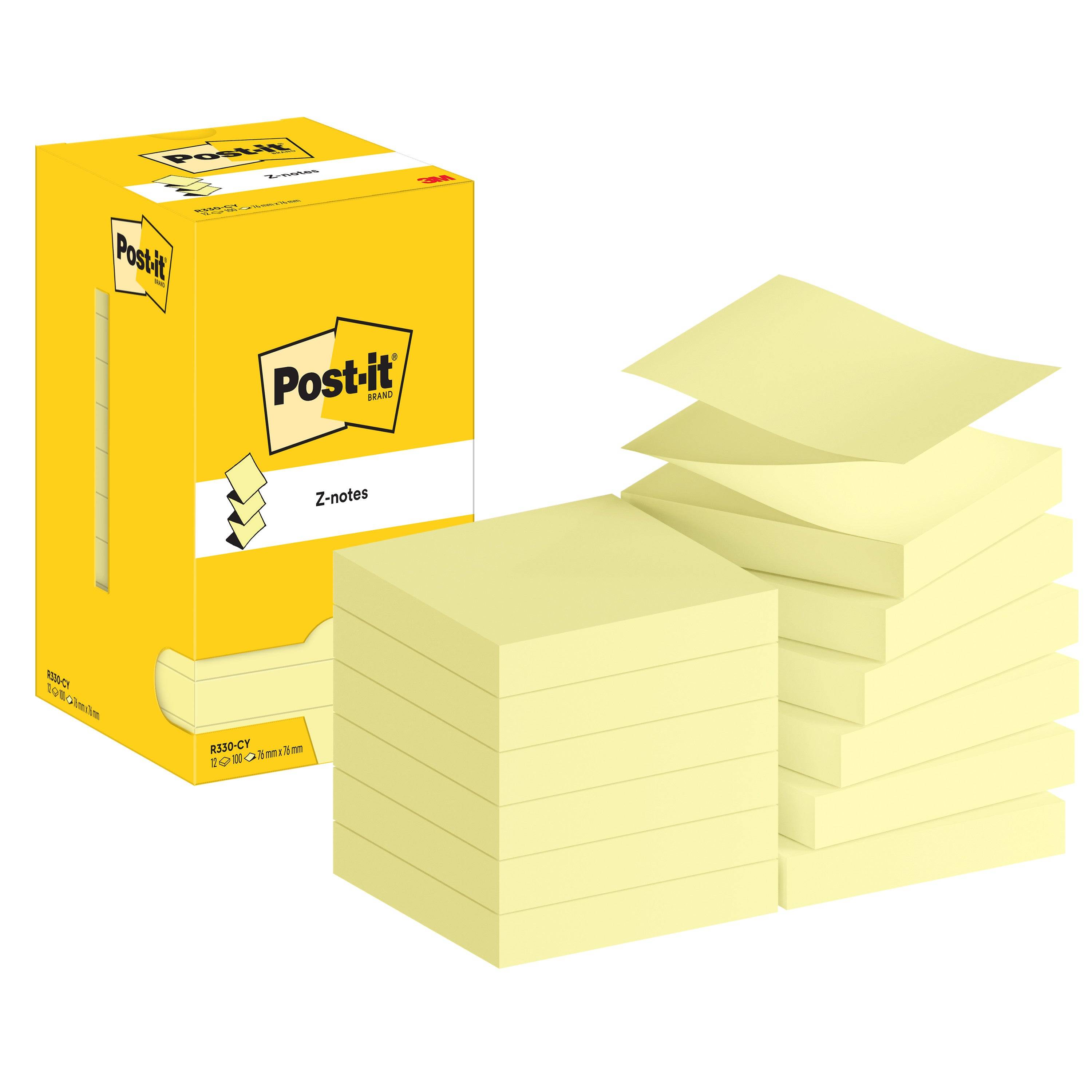 Post-it 4064035074449 Post-it - Memoblok z-note r330 76x76mm canary yellow | 12 stuks-0