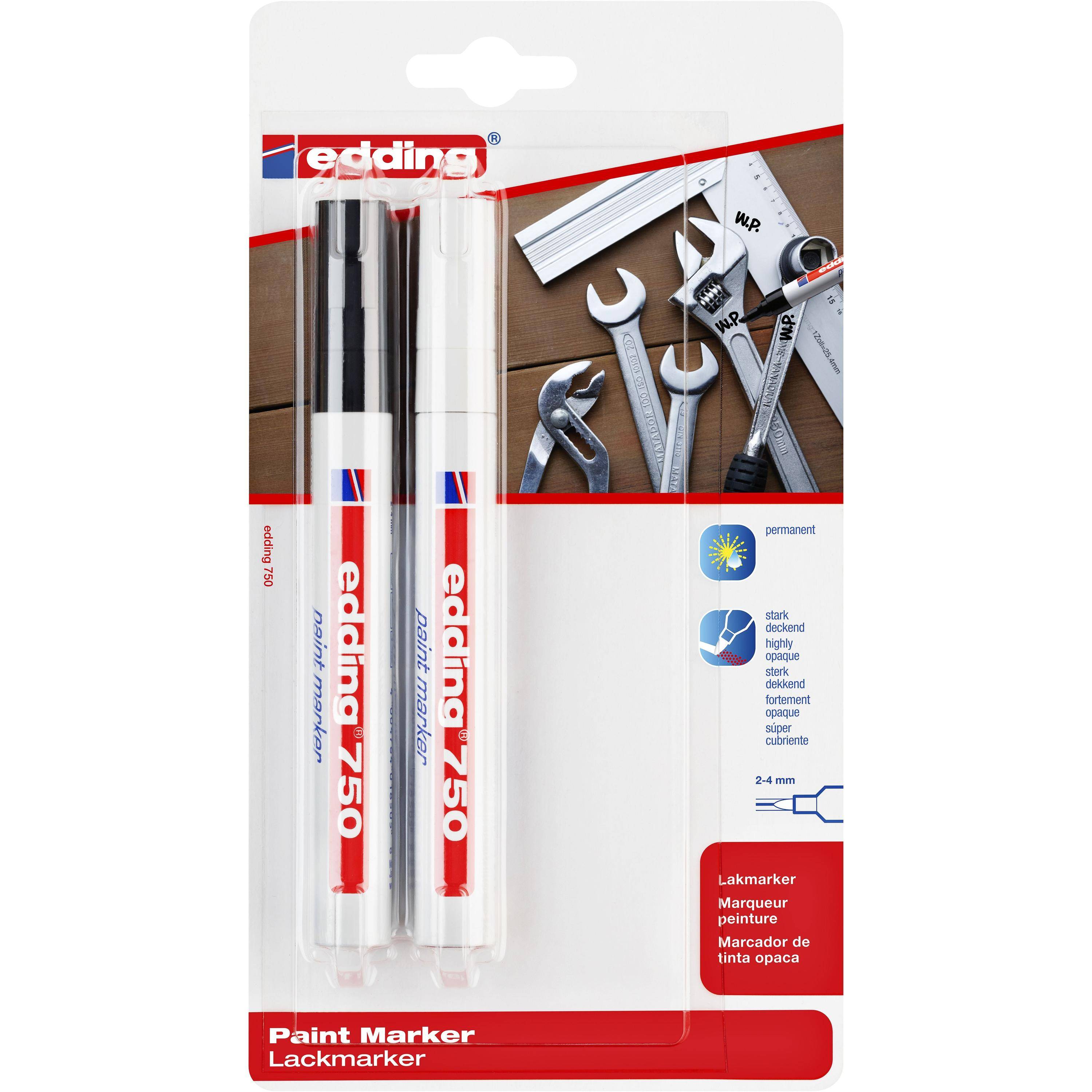 Edding 4004764894253 Edding - Paintmarker 750 oliebasis 2-4mm wt-zw bls-0