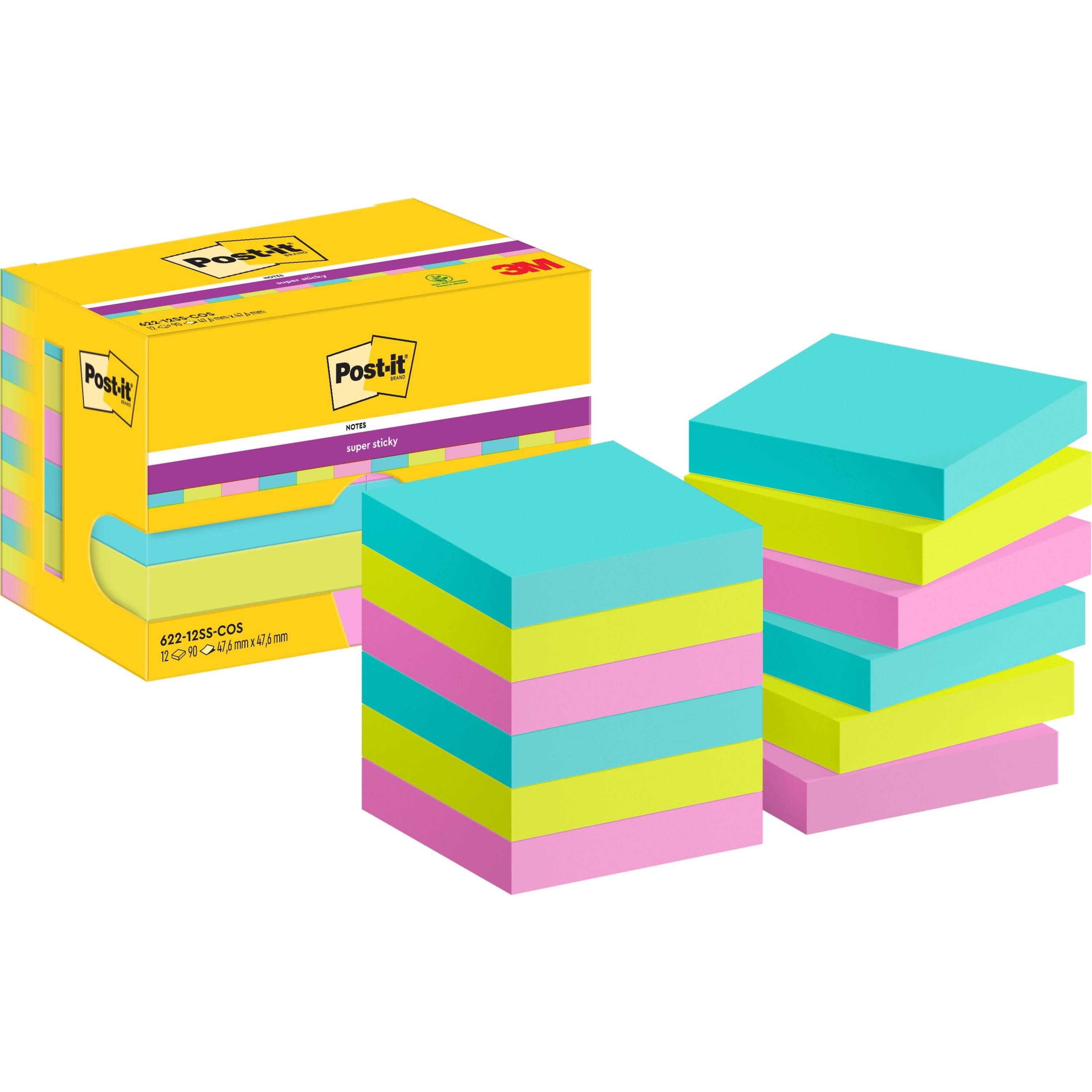 Post-it 4064035073374 Post-it - Memoblok 622 super sticky 47.6x47.6mm cos | 24 stuks-0