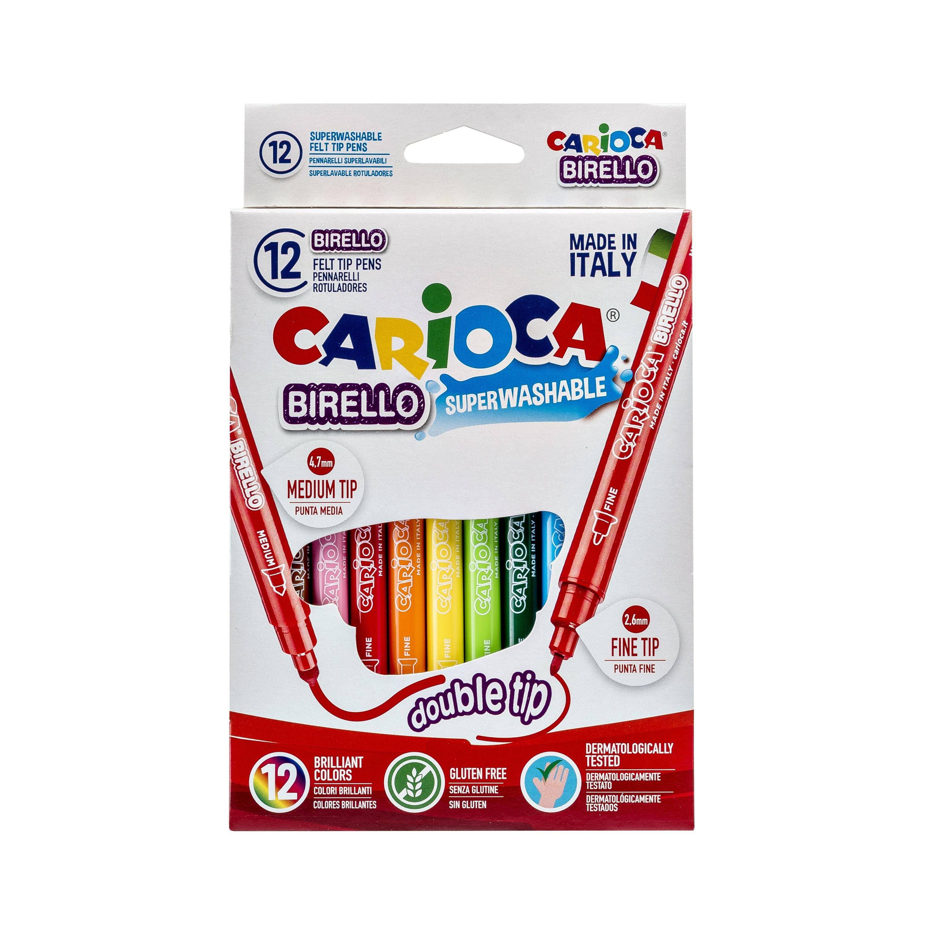 Carioca 8003511614577 Carioca - Viltstift birello dubbelpunters ass 12st | 48 stuks-0