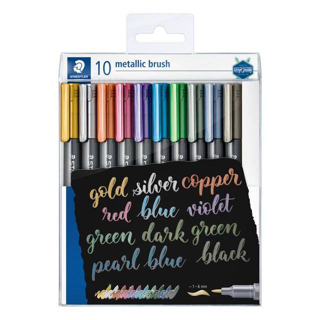 Staedtler 4007817077887 Staedtler - Brushpen metallic etui à 10 kleuren-0
