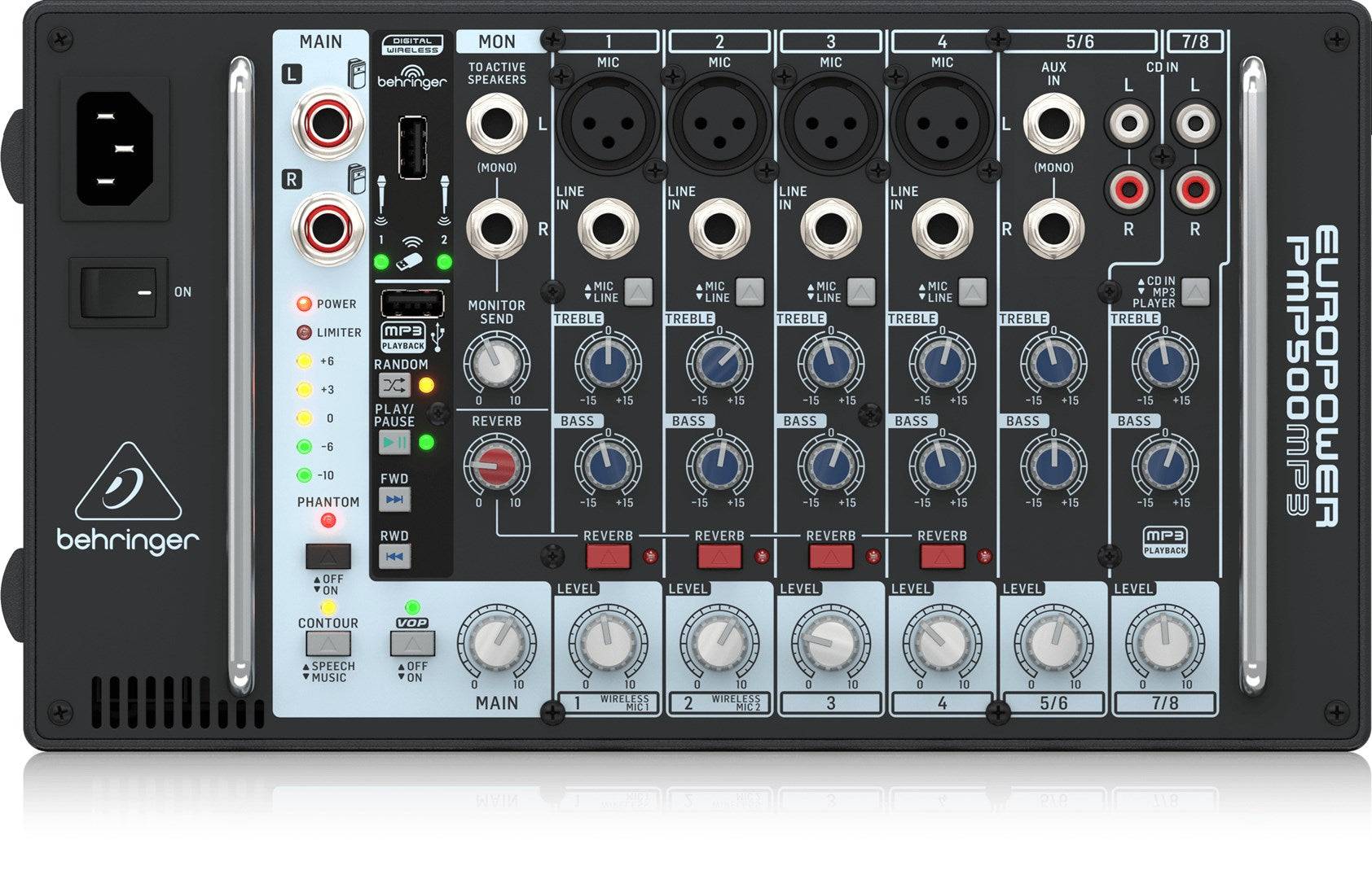 Behringer PMP500MP3 Audio Mixer 8 Kanalen Zwart-0