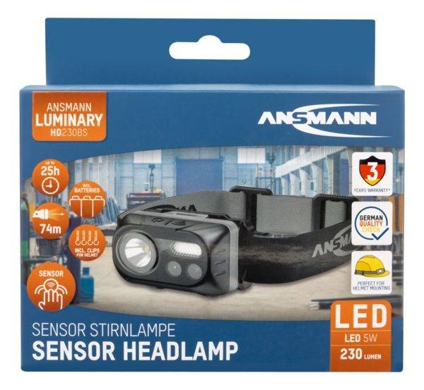 ANSMANN Hoofdband Zaklamp 230 Lumen IP54 1857637-1
