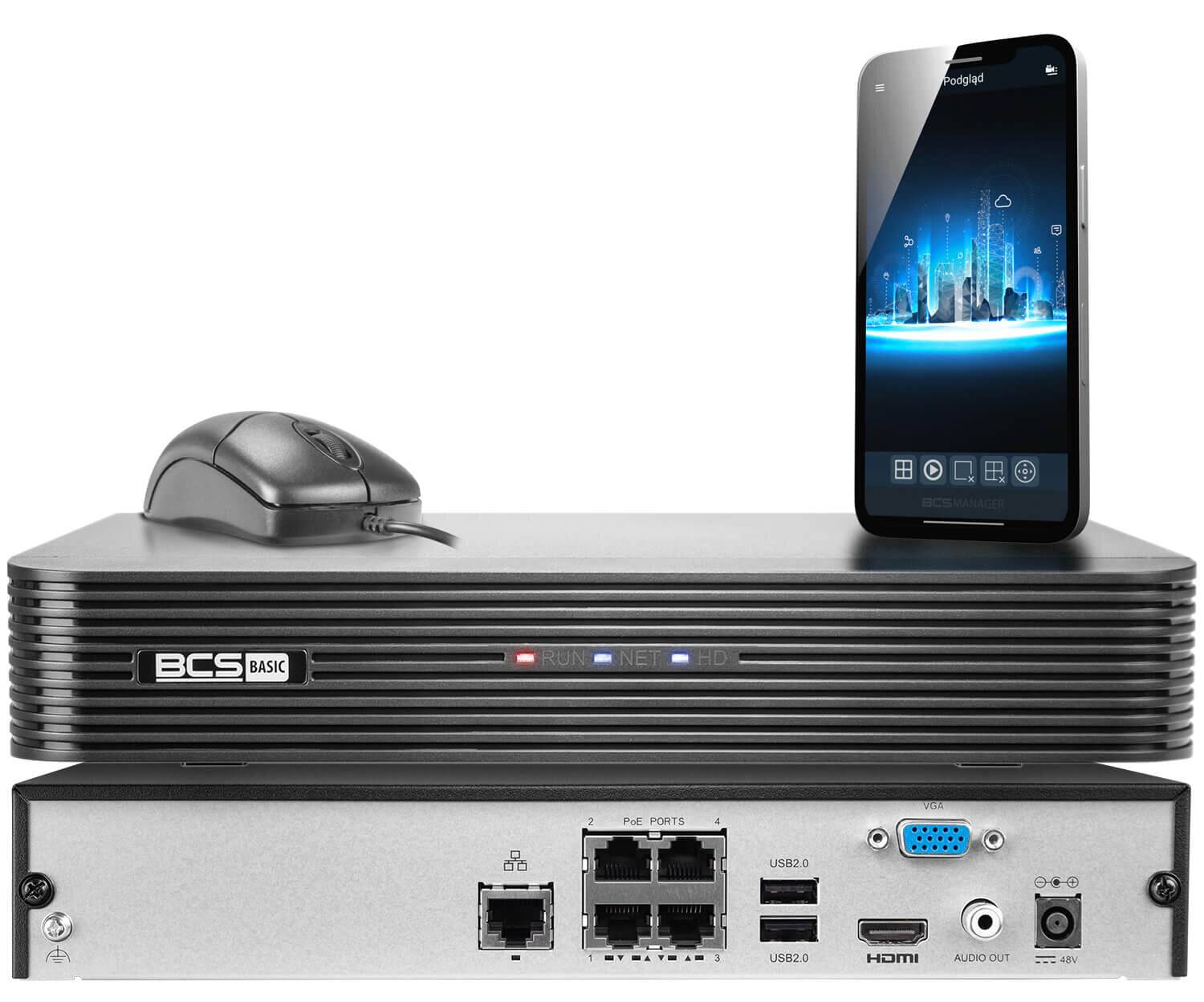 BCS BASIC Netwerk Video Recorder 4 Kanalen 8 MP BCS-B-NVR0401-4P-2