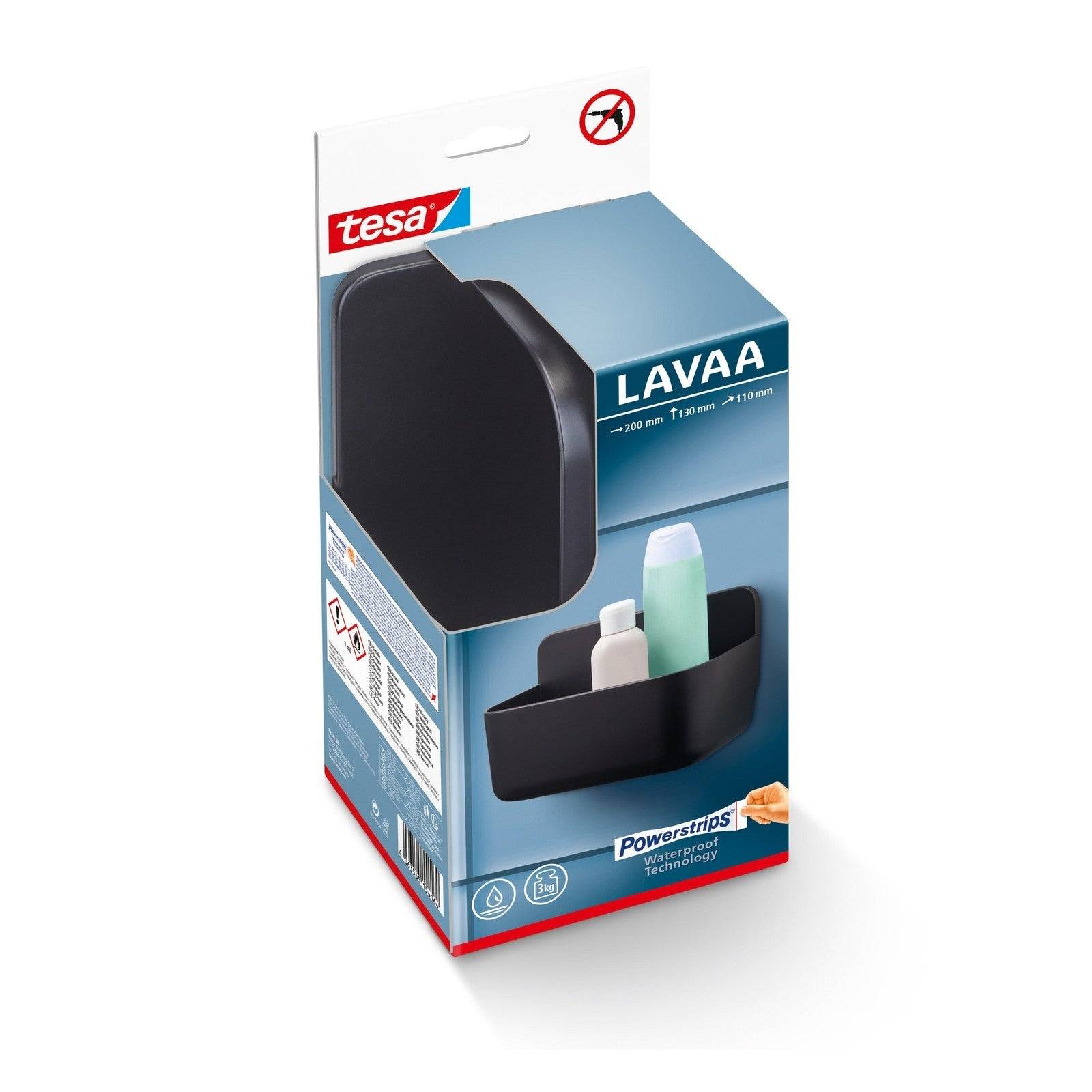 tesa 40515-00000-00 LAVAA Douchemandje Plak - Zwart (Mat)-2