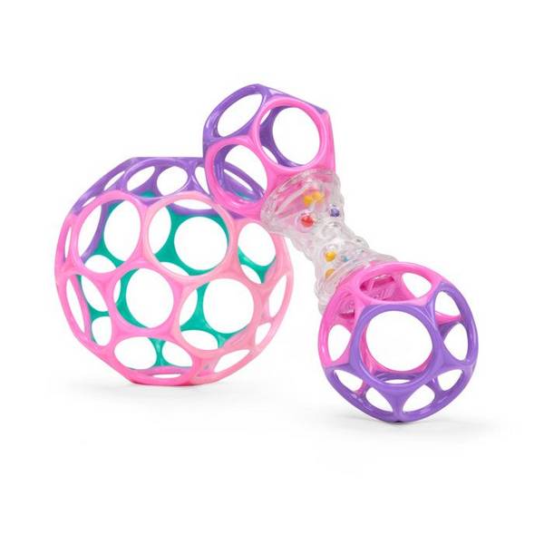 BRIGHT STARTS O'Ball Cadeauset voor Baby Meisje met Rammelaar en O'Ball (Roze, Paars, Turquoise)