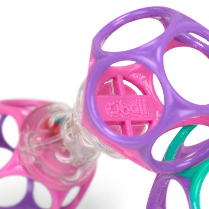 BRIGHT STARTS O'Ball Cadeauset voor Baby Meisje met Rammelaar en O'Ball (Roze, Paars, Turquoise)-1