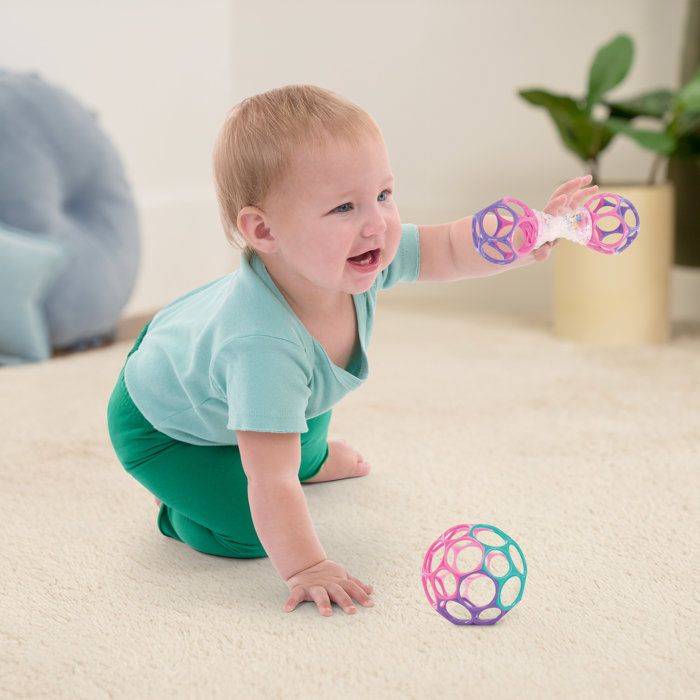 BRIGHT STARTS O'Ball Cadeauset voor Baby Meisje met Rammelaar en O'Ball (Roze, Paars, Turquoise)-4