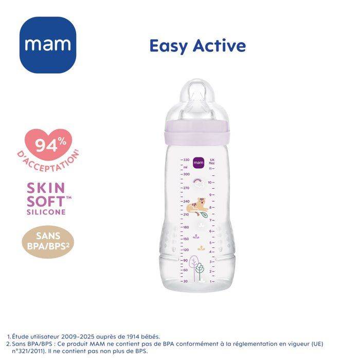 MAM BABY Fles - Easy Active - 330 ml - X Flow Speen - 6+ maanden - Lilac-1