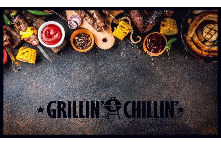 MD Entree - Barbecue Mat - Grillin Chillin - 67 x 120 cm-0