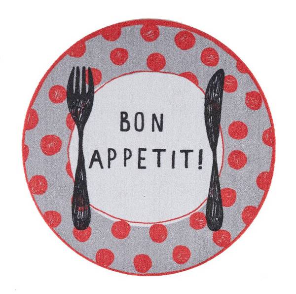 MD Entree - Keukenloper - Vloerkleed - Machinewasbaar - Cook&Wash - Bon Appetit - 67 cm Ø
