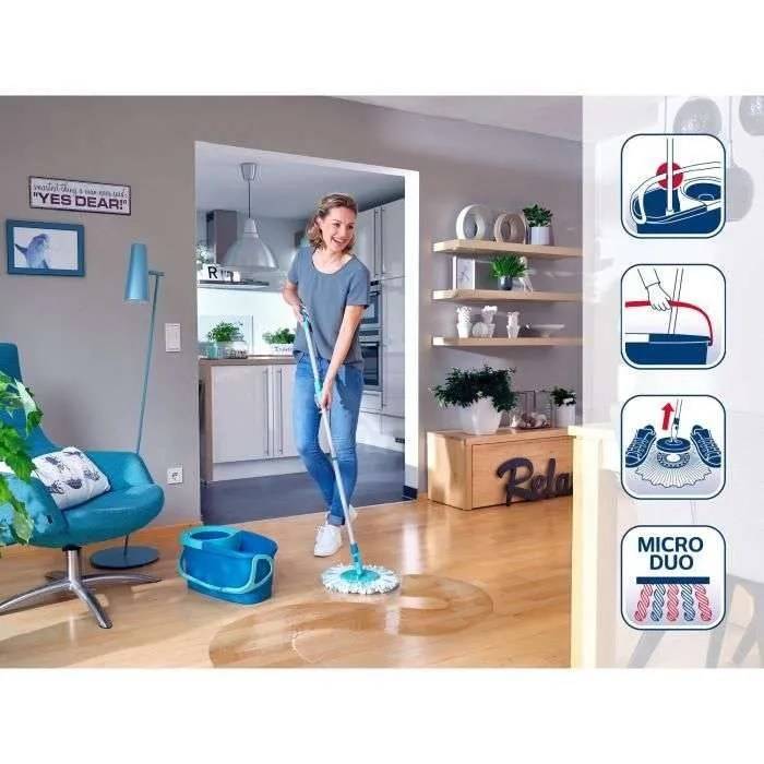Leifheit 52101 Set Clean Twist Disc Mop Ergo Gebruiksvriendelijke vloerwasser, emmer en dweil, telescoopsteel-1