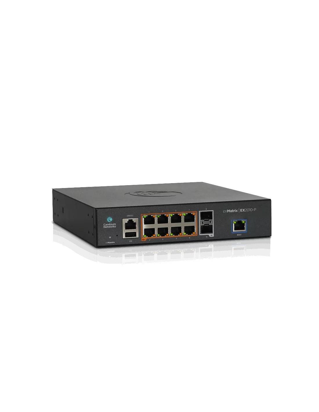 Cambium Networks cnMatrix EX2010-P Intelligent Ethernt PoE Switch 8 1G en 2 SFP glasvezelpoorten - EU-netsnoer-1