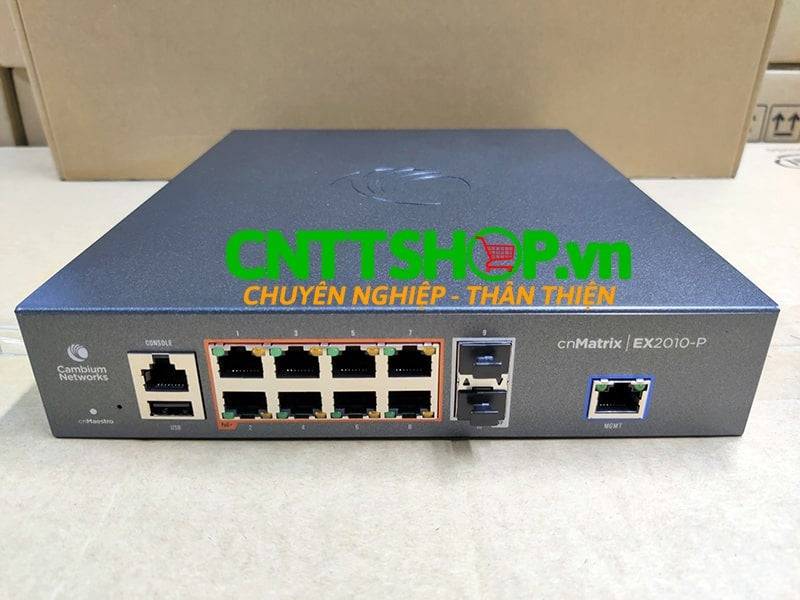 Cambium Networks cnMatrix EX2010-P Intelligent Ethernt PoE Switch 8 1G en 2 SFP glasvezelpoorten - EU-netsnoer-4