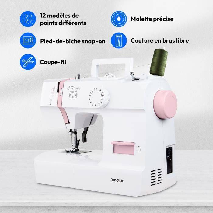 MEDION Naaimachine SM 70 - 71 W - 12 Steken - 700 tpm - LED - Roze-1