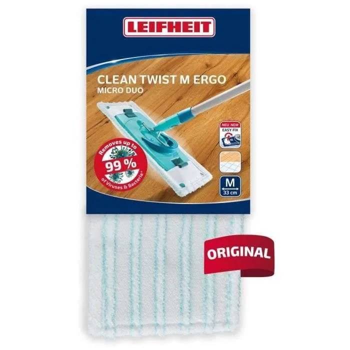 LEIFHEIT Clean Twist M Ergo micro duo 52123 Reserve microvezel hoes voor vlakmop, reinigt zacht en absorbeert-0