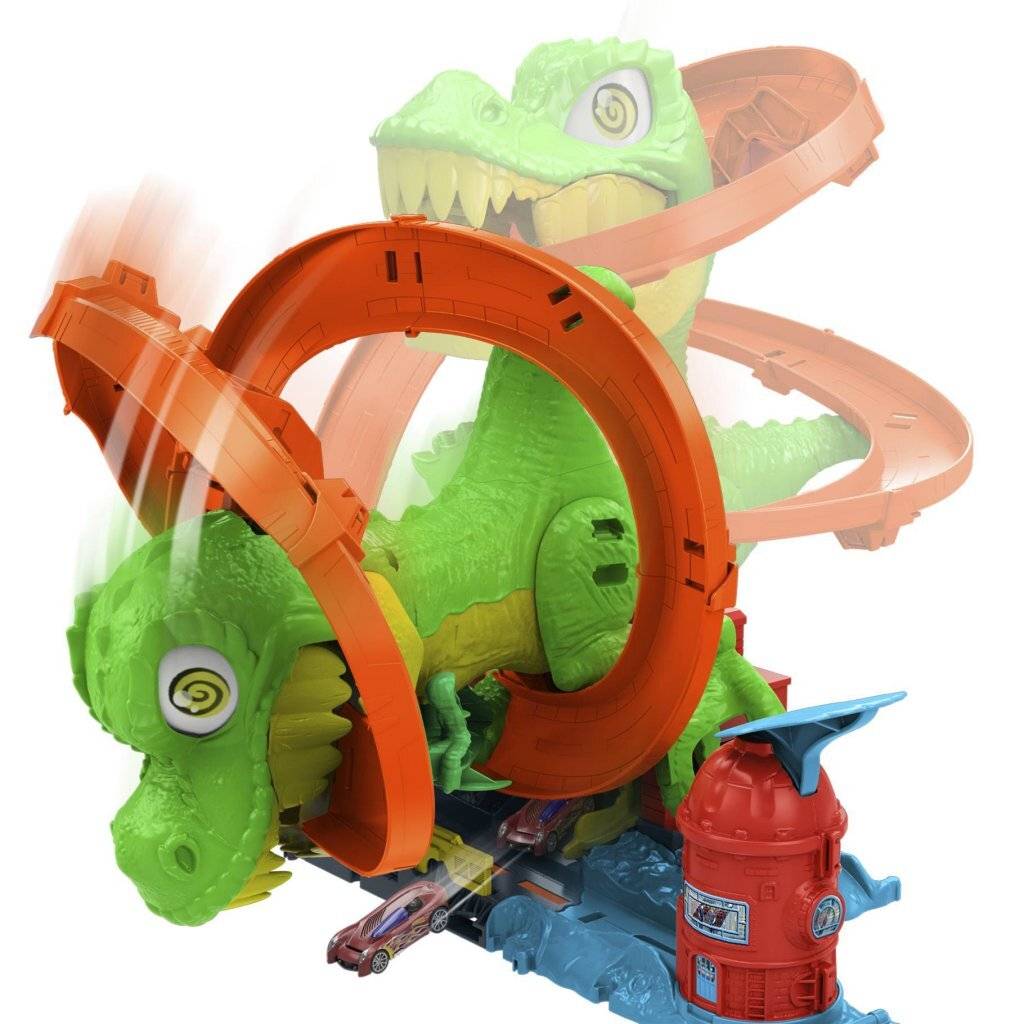 Hot Wheels City T-Rex Brandweerkazerne Speelset met Voertuig-3