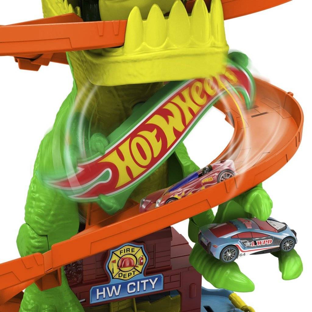 Hot Wheels City T-Rex Brandweerkazerne Speelset met Voertuig-4