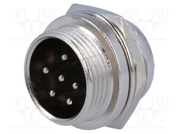 CLIFF FC684206 Connector: microfoon; contact; mannelijk; PIN: 6; voor paneel; GX16 - 1 stuk