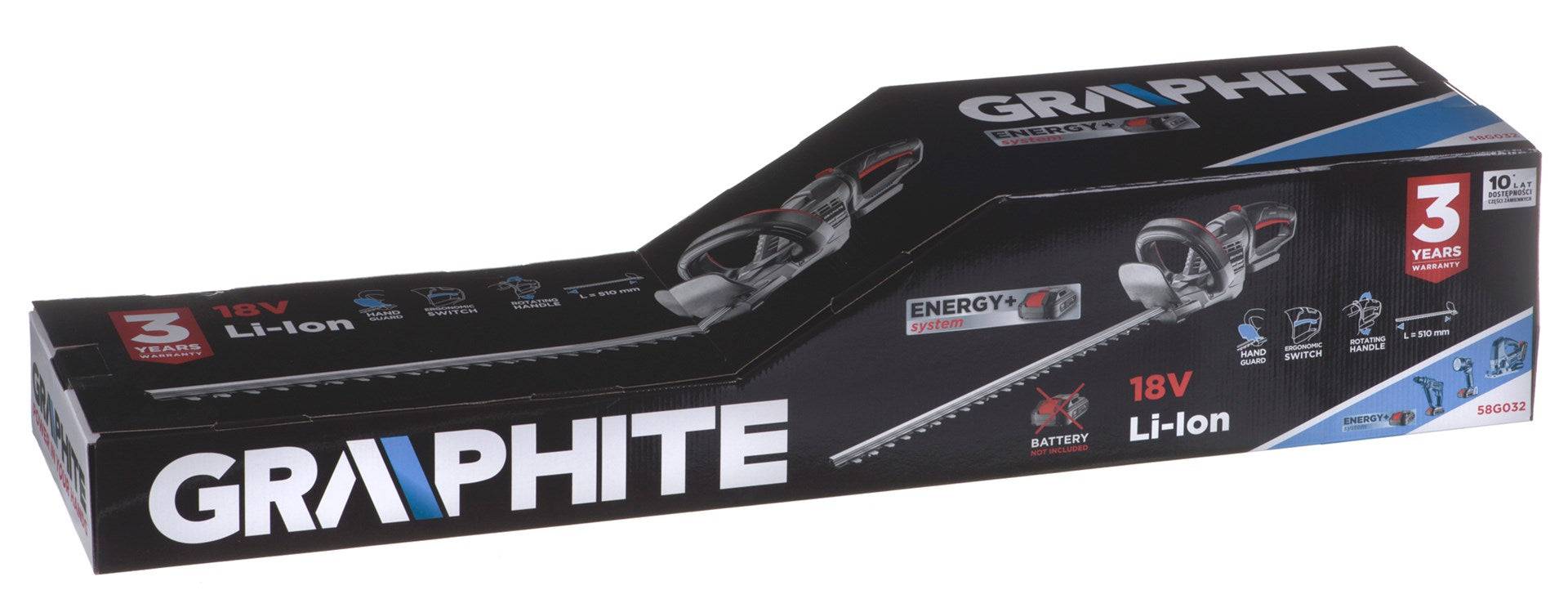 Graphite Heggenschaar 510 mm ENERGY+ 18V Zonder Accu-2