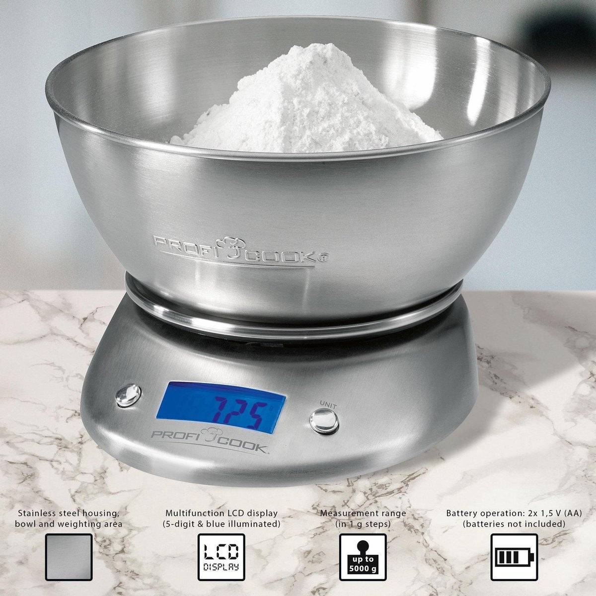 ProfiCook Keukenweegschaal 2 Liter RVS/Zwart Elektronisch (501040)-0