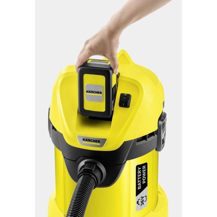 KARCHER WD 3 Draadloze Nat- en Droogstofzuiger - 17 L - 300W - Verwijderbare 36V/2.5Ah Accu-1