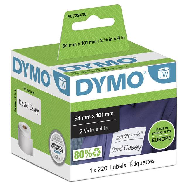 Dymo 5411313991148 Dymo - Etiket labelwriter naamkaart 54x101 wit | 6 stuks-0