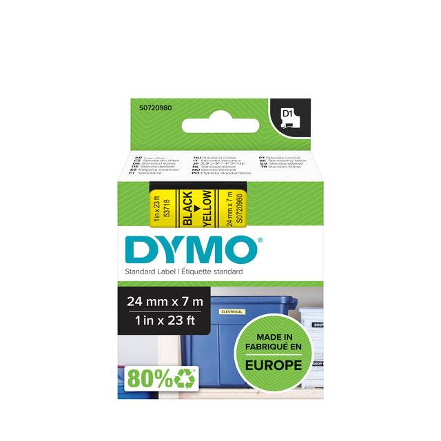 Dymo 5411313536189 Dymo - Labele labelmanager d1 polyester 24mm geel | 5 stuks-0
