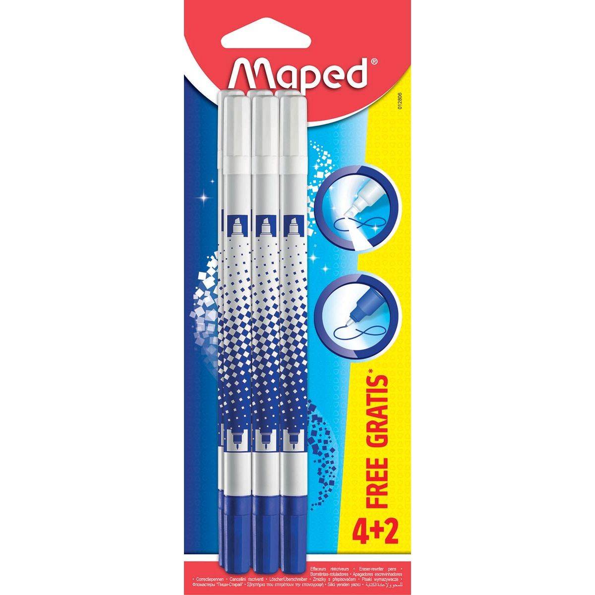 Maped 3154140128067 Maped - inktuitwisser blister 4 + 2 stuks-0