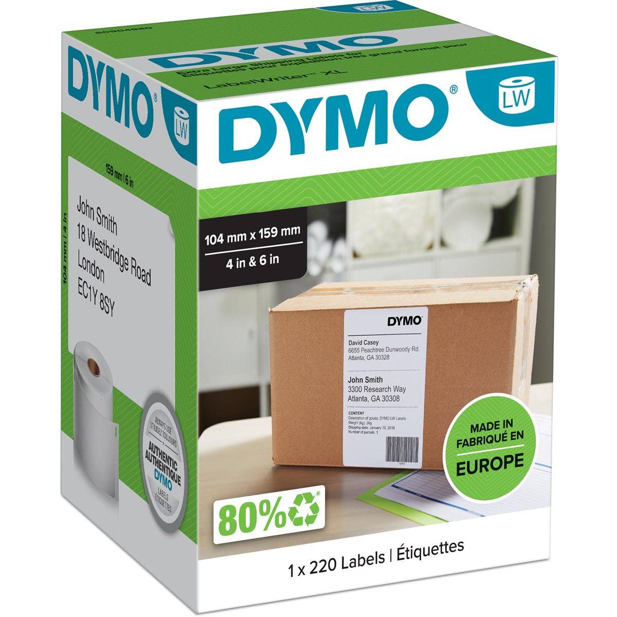 Dymo 3501170904985 Dymo - Etiket LabelWriter 5XL verzendlabel 104x159mm 1 rol á 220 stuks..-0