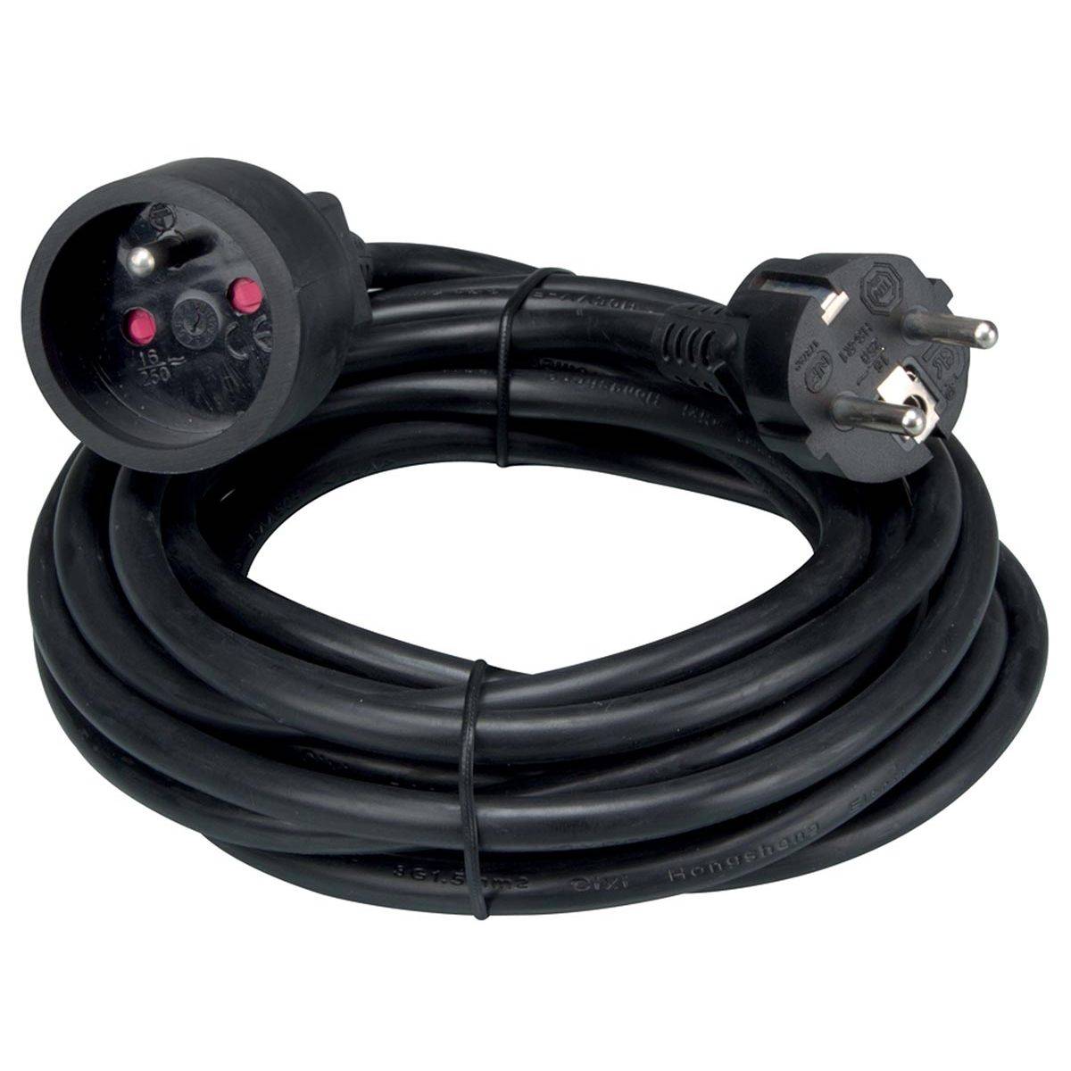 Perel Verlengkabel, H05VV-F 3G1.5, 5 m, 16 A/230 V, 3500 W, type E/F, voor binnen, pvc, zwart-0