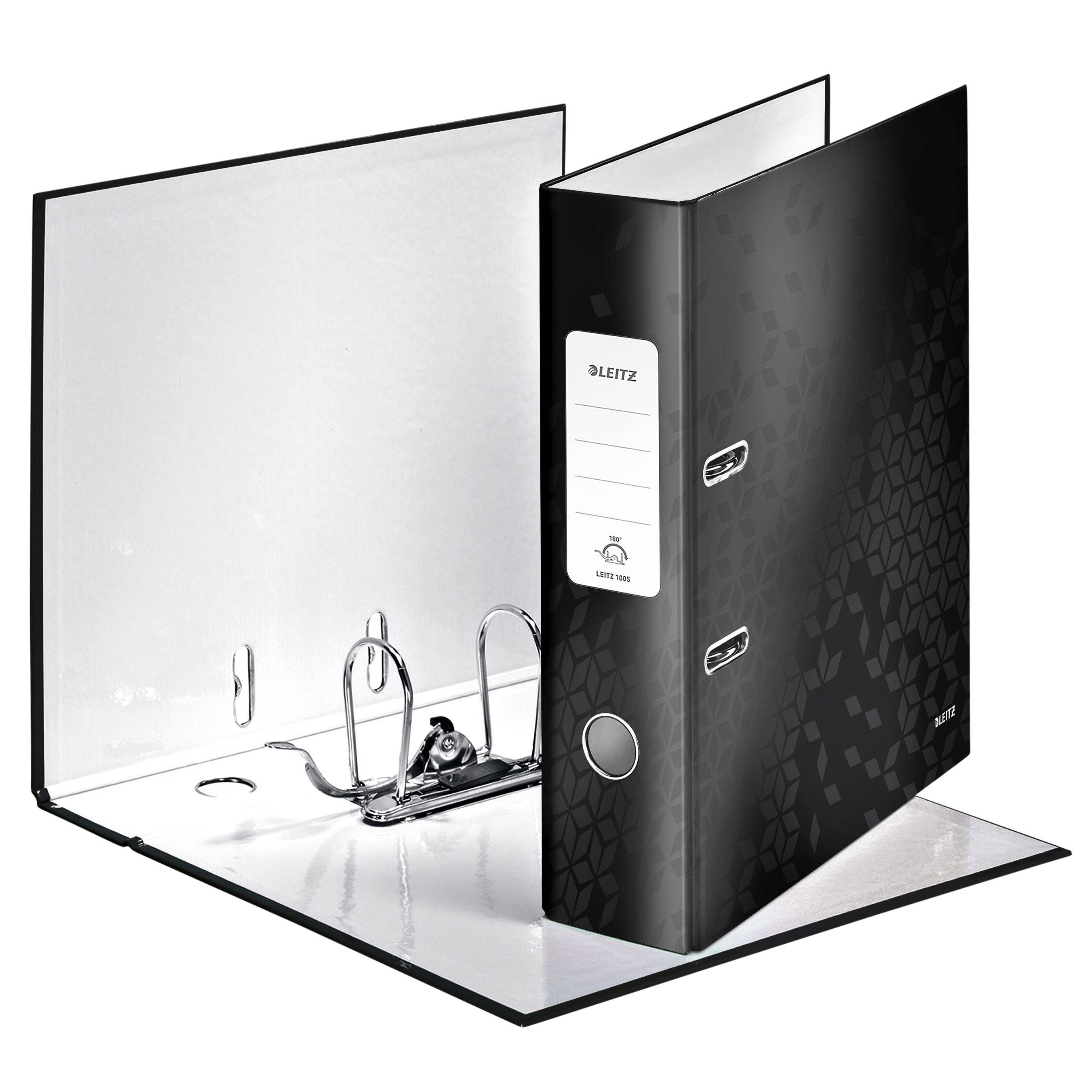 Leitz 4002432594542 Leitz - Ordner wow 180° gelamineerd 80mm a4 zwart | 10 stuks-0