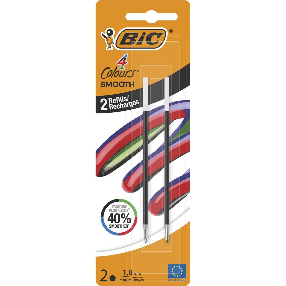 BIC 3086123763326 BIC - vulling voor balpen 4 Colours Smooth, medium, blister van 2 stuks, zwart-0