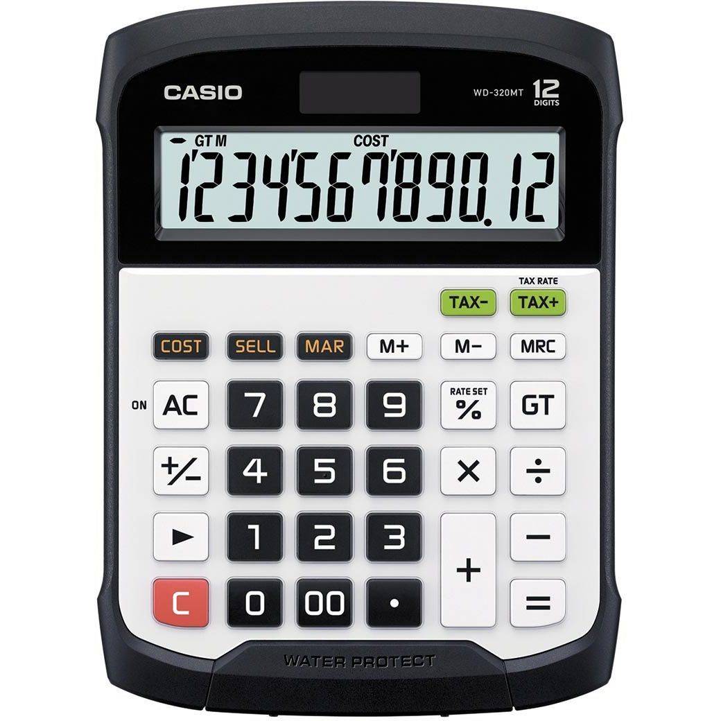 Casio 4549526612657 Casio - waterbestendige bureaurekenmachine WD-320MT-0