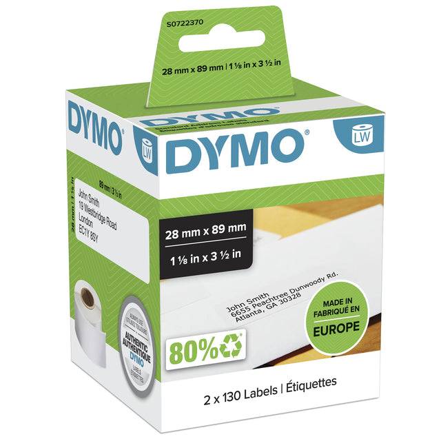 Dymo 5411313991100 Dymo - Etiket labelwriter adressering 28x89 2st wit | 6 stuks-0
