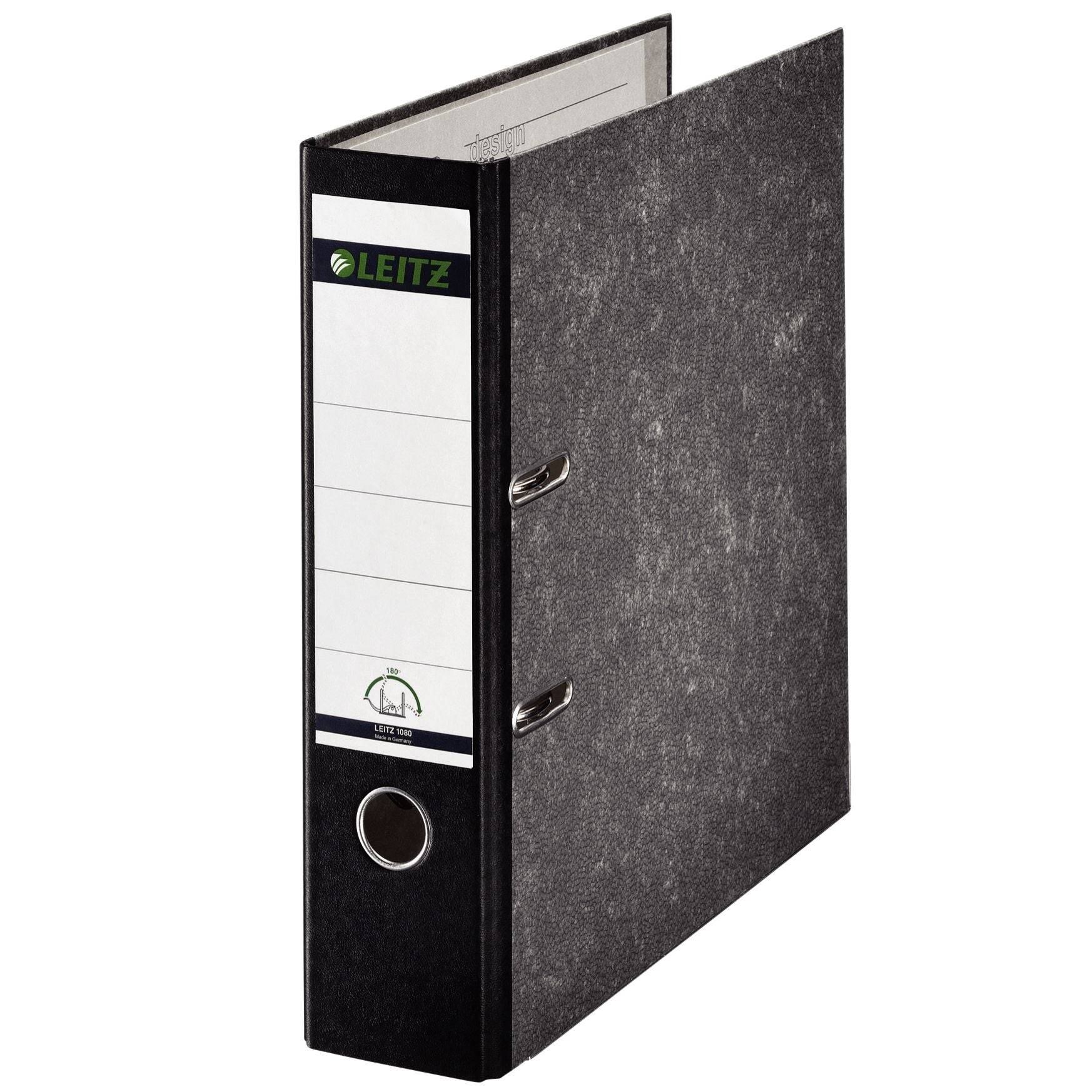 Leitz 4002432460236 Leitz - Ordner 1082 180° 80mm karton folio zwart | 20 stuks-0