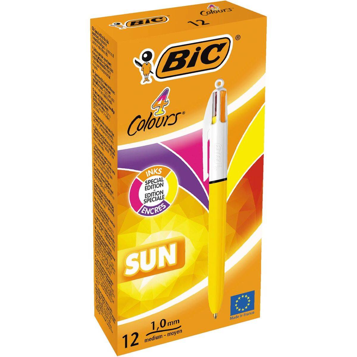 BIC 3086123494442 BIC - Colours 4-kleurenbalpen, medium, fashion inktkleuren, lichaam geel-0