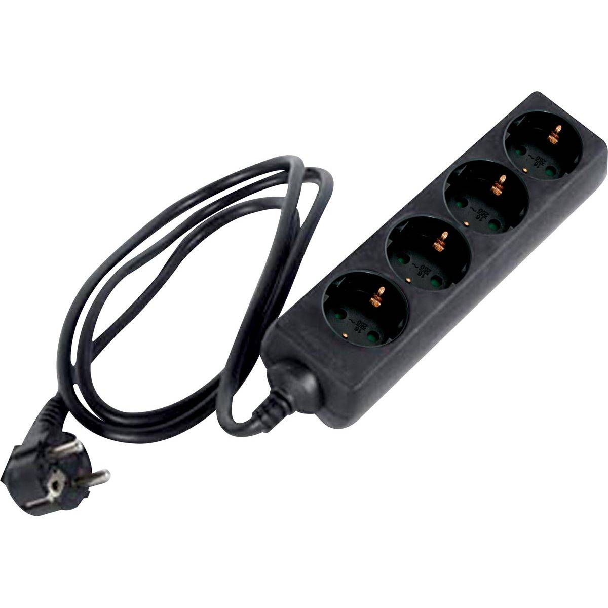 Perel 5410329404727 Perel - contactdoos met 4 stopcontacten, zwart, voor Nederland-0
