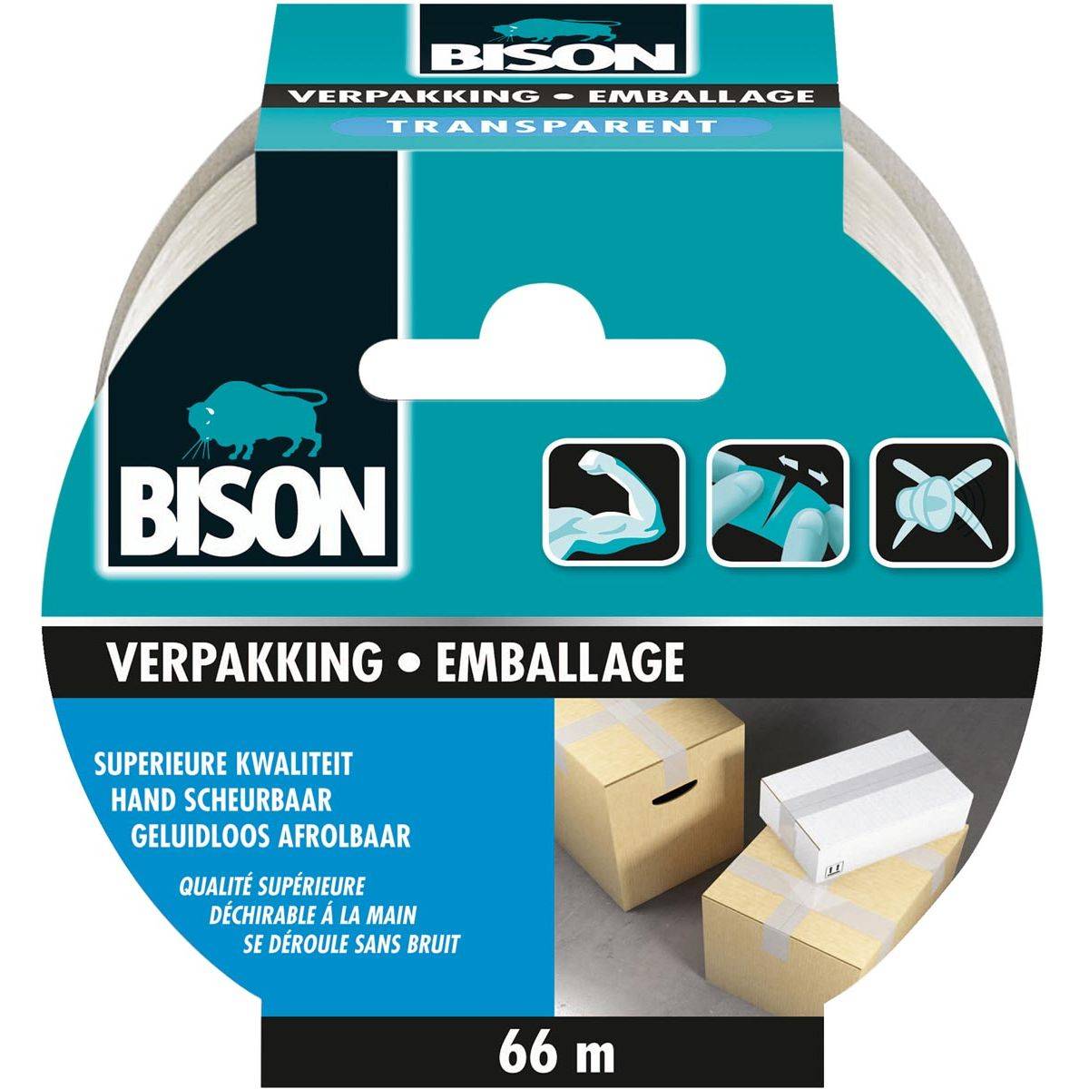 Bison 8710439254036 Bison - verpakkkingse, ft 50 mm x 66 m, transparant-0