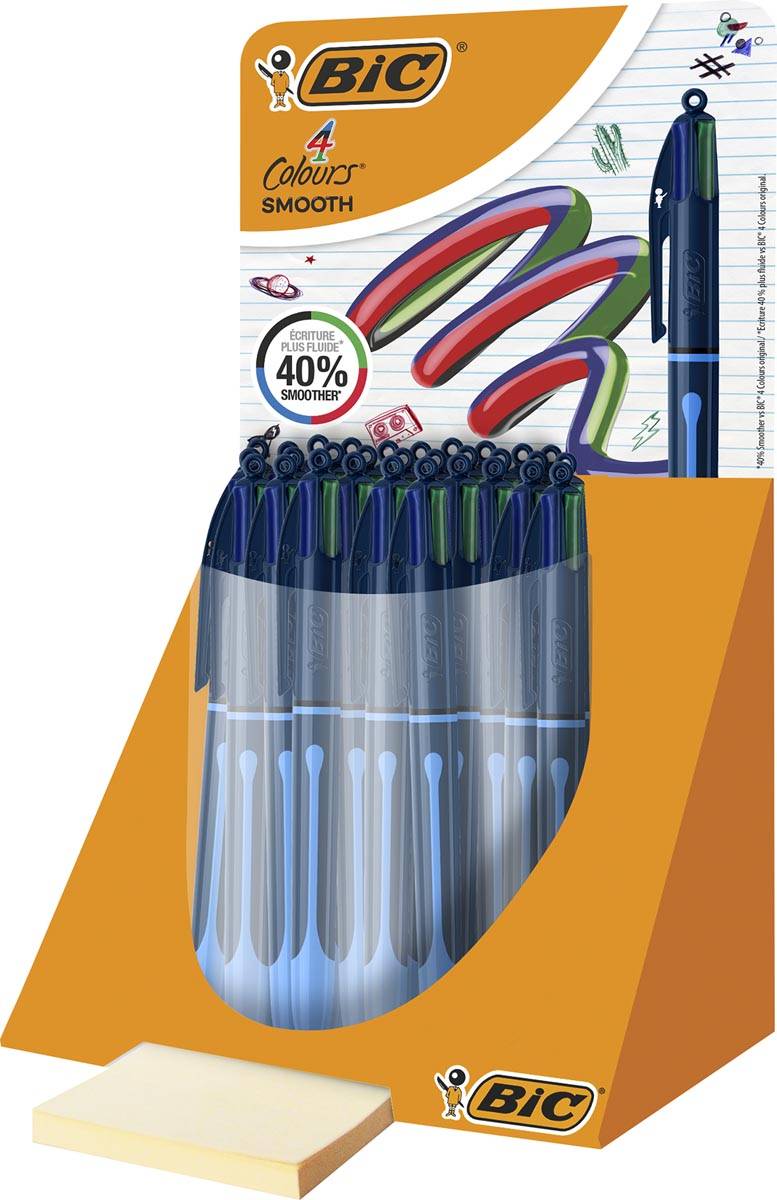 BIC 3086123763265 BIC - Colours Smooth Drop 4-kleurenbalpen, medium, display van 30 stuks-0