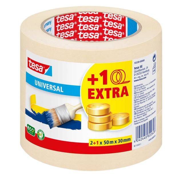 Tesa 4042448822628 Tesa - Afplake economy 50mx30mm geel 2+1-0