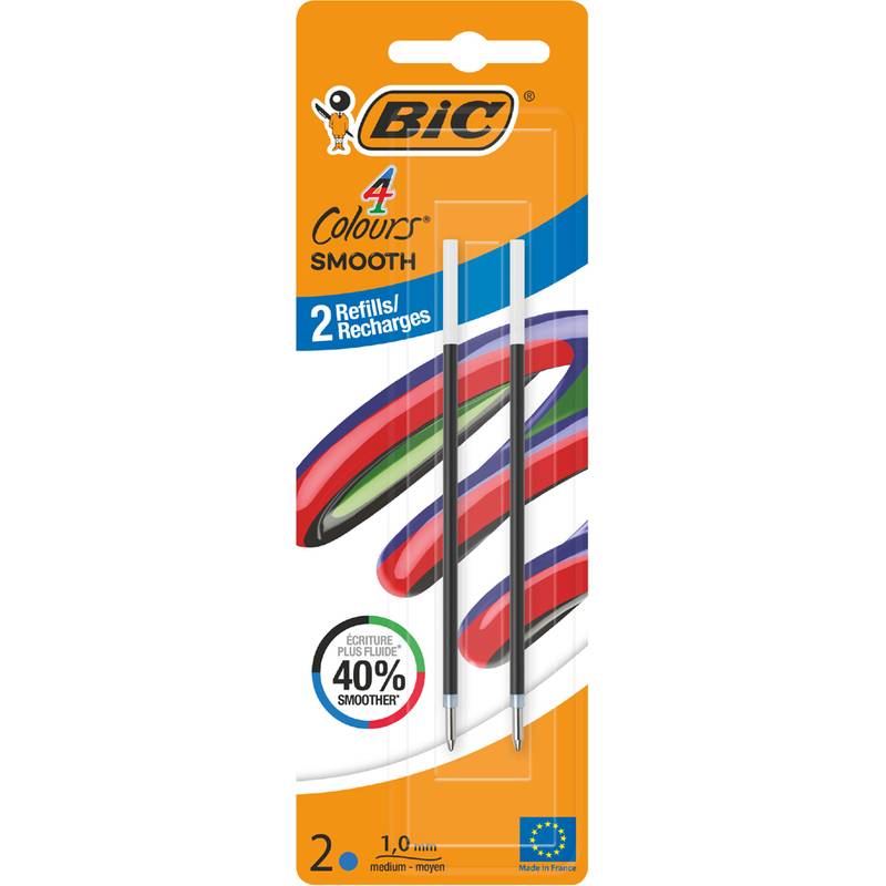 BIC 3086123763272 BIC - vulling voor balpen 4 Colours Smooth, medium, blister van 2 stuks, blauw-0