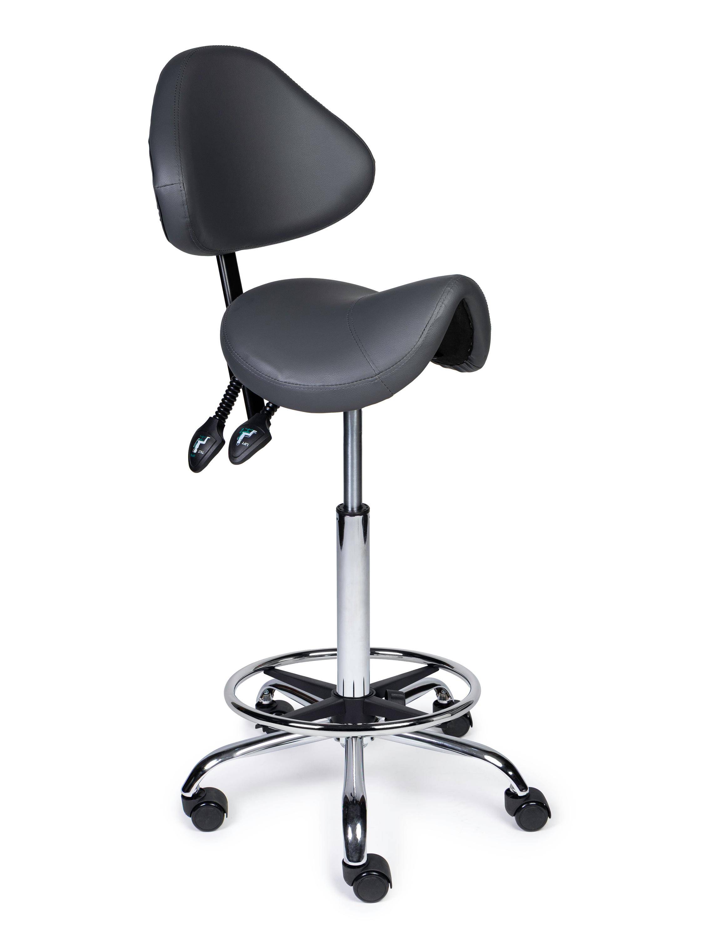 Ergonomische Zadelkruk met Rugleuning Expert Grijs op Wielen-0