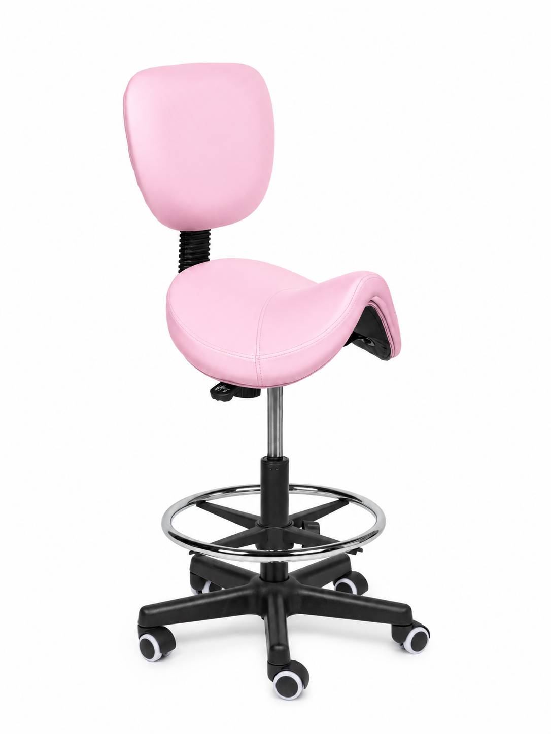 Ergonomische Zadelkruk met Rugleuning Comfort Roze op Wielen-0