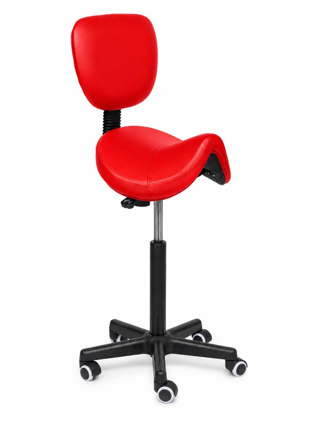 Ergonomische Zadelkruk met Rugleuning Comfort Rood op Wielen-0