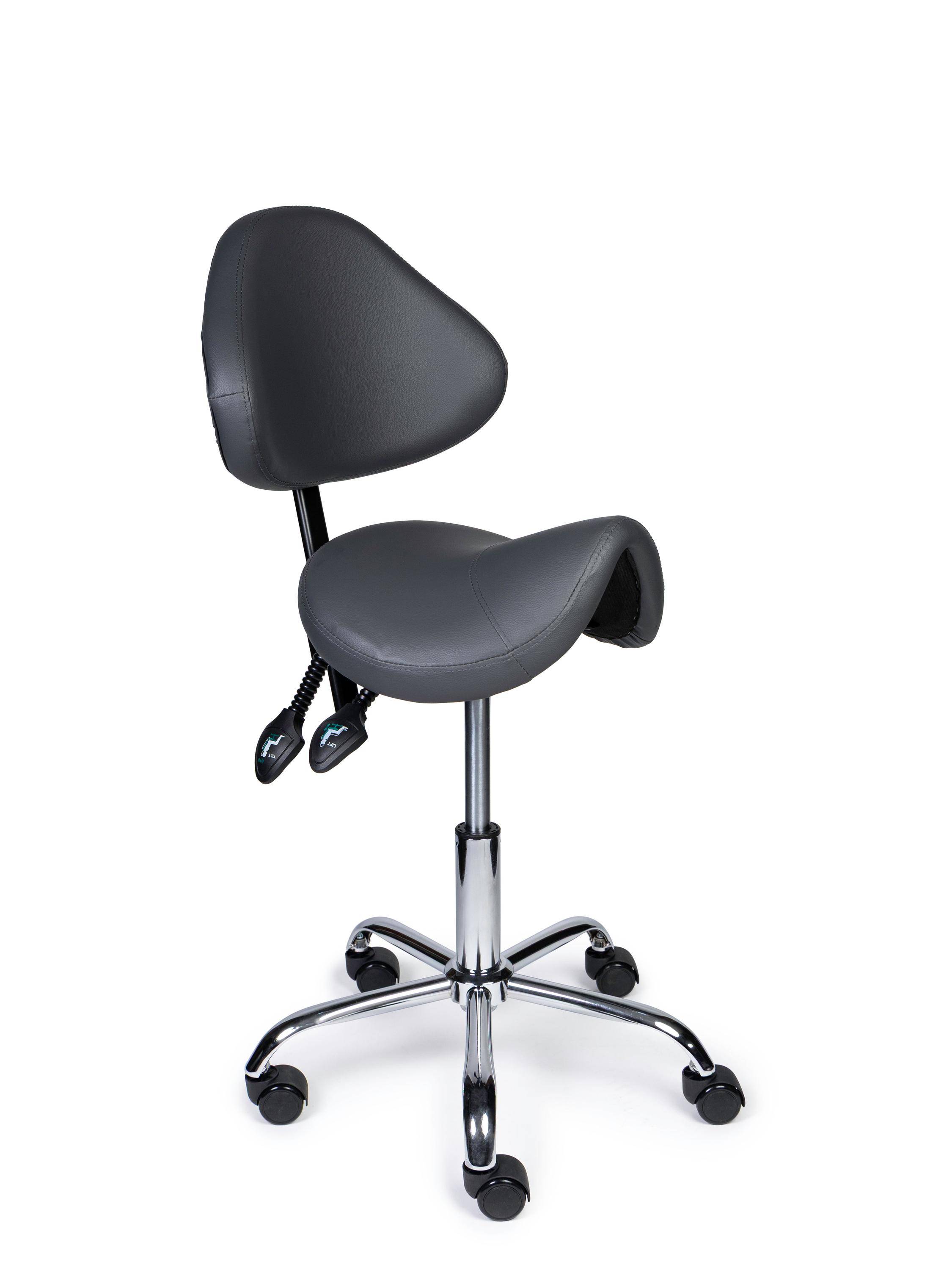 Ergonomische Zadelkruk met Rugleuning Expert Grijs op Wielen-0