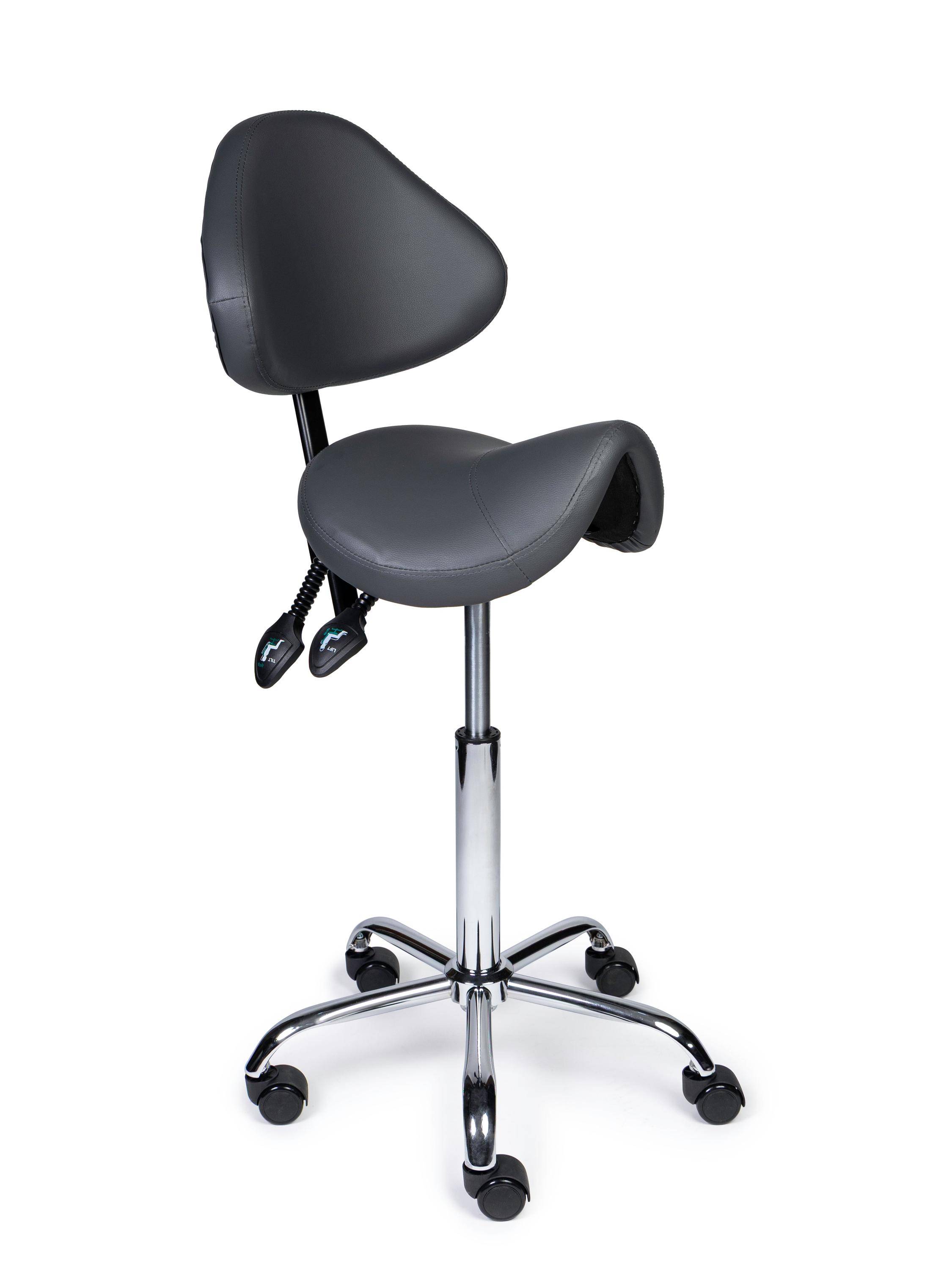 Ergonomische Zadelkruk met Rugleuning Expert Grijs op Wielen-0