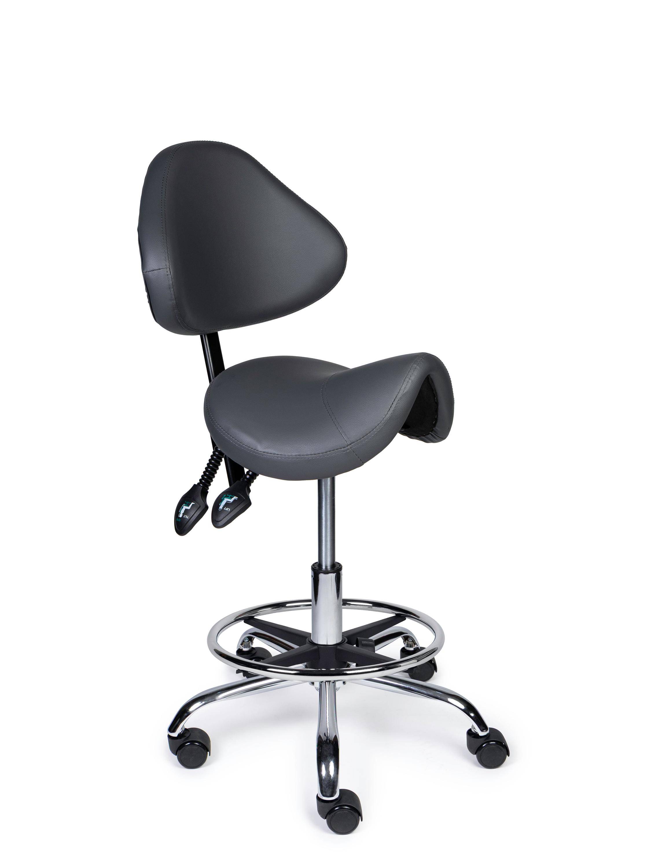 Ergonomische Zadelkruk met Rugleuning Expert Grijs op Wielen-0