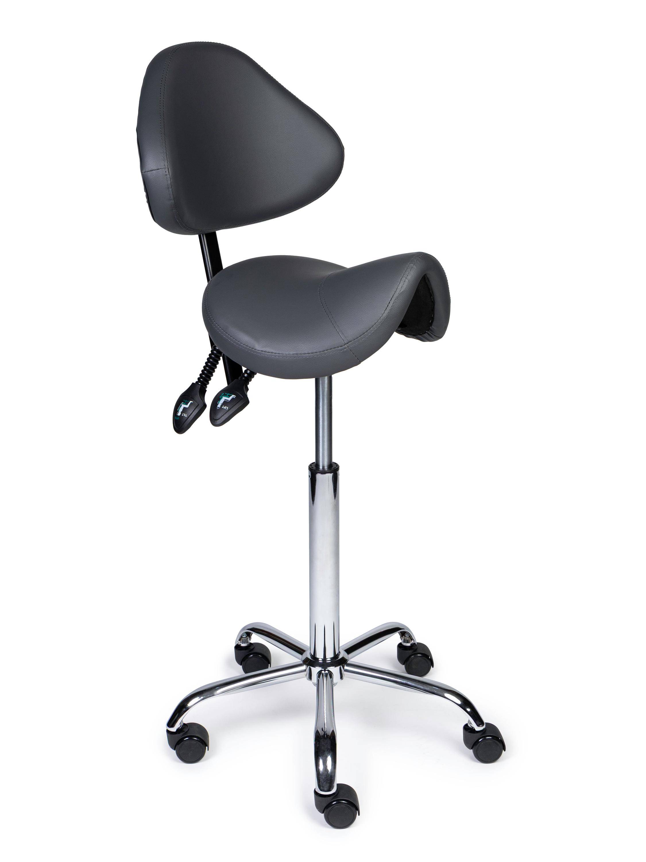 Ergonomische Zadelkruk met Rugleuning Expert Grijs op Wielen-0